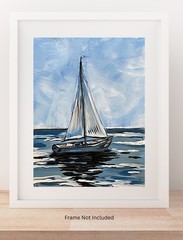 Blue Sailboat Lake Impressionist Art VLP Original Acrylic 12×9” Canvas Panel