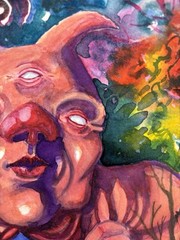 Original Painting Watercolor Art Surreal Fantasy Creature Goblin Dream Mikah