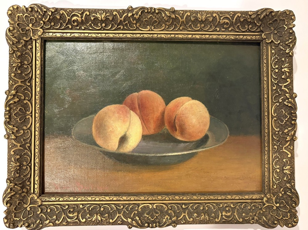 Willem van Beek 1915 Oil Painting Still Life Peaches Antique Dutch Art Framed
