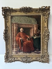ANTIQUE MASTERFUL PORTRAIT PAINTING CARDINAL RELIGIOUS ICON INTERIOR LISTED OIL