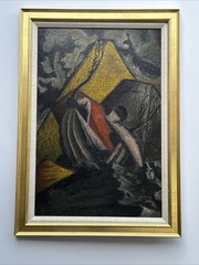 MID CENTURY PAINTING SURREALIST LANDSCAPE MODERNISM MEXICAN VOLCANO MEXICO LOCO