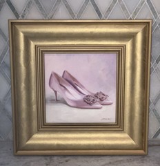 Modern Roger Vivier Sin Lavender Heels Painting Framed Signed Minx 14” Sq Atl GA