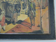 VINTAGE RUSSIAN VILLAGE PAINTING BY GORNITSKY PORTRAIT MAN AND HORSE RARE ART