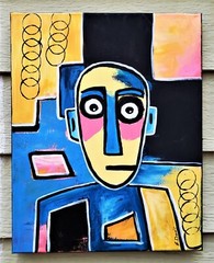 A.Z. Davis 20X16″ NewPainting Portrait Men Figurative Outsider Expressionist Art