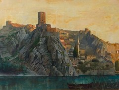 Pocitelj, oil Painting: Michael Z. Diemer attributed, antique, c.1905, 60×80 cm