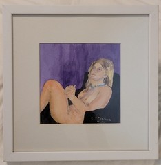 „Nude“ Female Figure Study Watercolor Portrait by LOIS SIMMONDS MACUGA, Framed