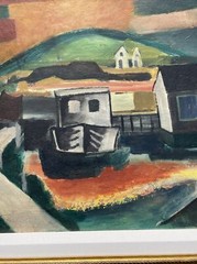 Mid Century Painting Sunset New Jersey Maurice Bilton Listed Famous Cubism 1950