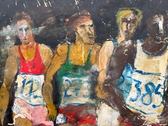 The Runners 1984 Los Angeles Olympics L. A. Oil/Wood Sports & Arts Athletics