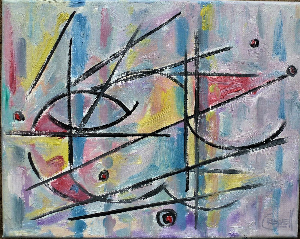 AN EXECUTIVE DECISION abstract new original 8×10 canvas painting signed Crowell