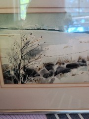 Robert Eric Moore „A Red Fox Trail“ Signed Watercolor Painting Framed And Matted