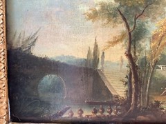 18th Century Romantic Gallant Scene Park Lovers in Garden Versailles Oil Canvas
