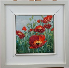 ANNA PERLIN Poppies, Mixed media on canvas