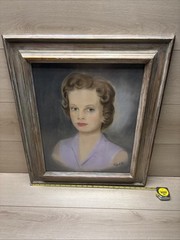 ANTIQUE ORIGINAL PAINTING CRAYONS & MIXED TECHNIQUE. SIGNED Frame Size. 22″×26″