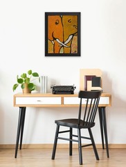 Original Mixed Media Elephant Painting Abstract African Wildlife Canvas Art OOAK