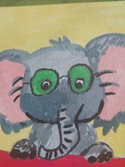 GAT Original Painting IMPRESSIONISM Art 4×4 Inch Whimsical Animals Elephant