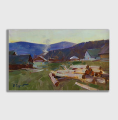 Oil painting Hills Ukrainian painter Canvas Decor Unframed original landscape