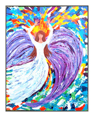 Angel Textured Acrylic Painting Original Art 11×14 Canvas Panel Wall Art BACH