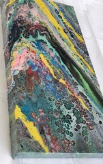 FLUID ACRYLIC ABSTRACT POURED PAINTING 10 x 20 X 1.5 Inches – RICKY MARTIN EBSQ