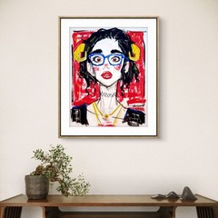 Colorful Modern Pop Art Female Portrait 14×11 Original Acrylic Painting on Paper