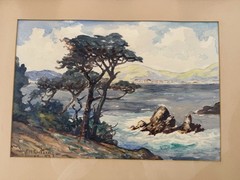 RARE 1952 Francis Harvey Cutting Watercolor!! FH Cutting Frank Cutting