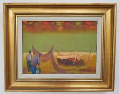 No: 342 Oil Painting Artwork with Frame Maritime Signed Sea People Men