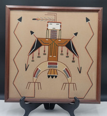 Navajo Sand Painting „Thunderbird“ by Navajo Artist 17″ h x 16 7/8″ w