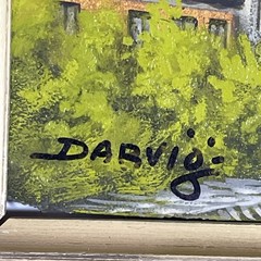Danish Oil Painting Lyngby Denmark Landscape Original Art Signed Vintage Framed