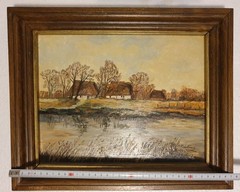 Original Oil Painting Landscape 1985 Signed By A. Kaeding 31x37cm Vintage