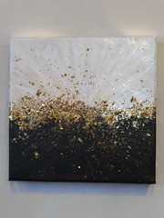 Golden Dawn – Abstract Modern Painting on Canvas Unframed 20×20 cm
