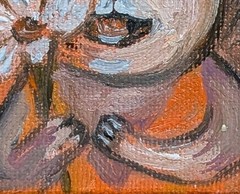 art 776 framed original painting oil on canvas Cat 3.54×3.54 with frame 6×6 in
