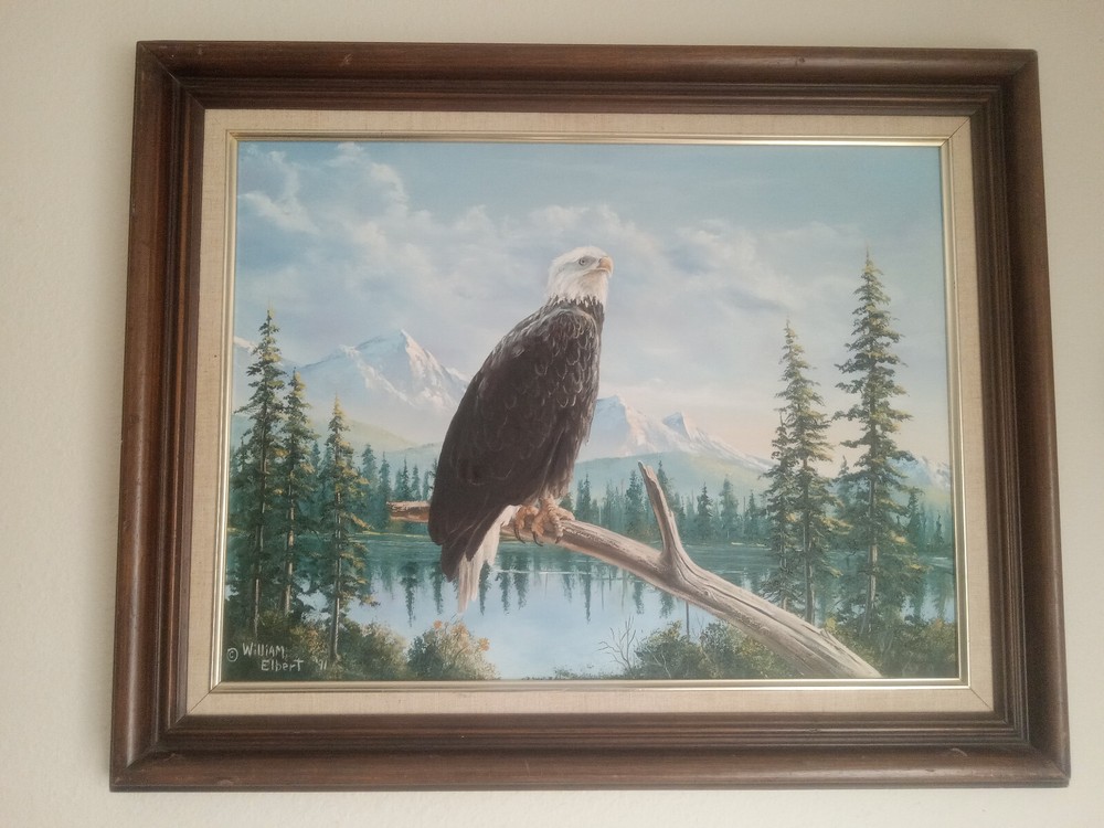William J Elbert’s „Freedom Eagle“ Oil on Canvas 18″x25″ 1991 Rainier, Oregon