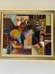 Mid Century Abstract Painting Modernism Modernist Cubist Cubism Japanese Vintage