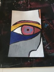 Abstract Eye & Face Portrait Painting Unframed Single Piece Wall Art