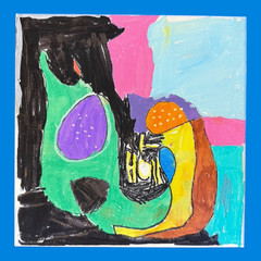 Abstract Painting – Colorful Artwork, Black Green Purple Yellow Pink Blue