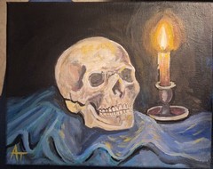 Original Impressionist 8×10 Skull Acrylic Canvas Signed Warm Earth Wall Art
