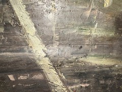 Rainy City Street Original Oil Painting on Canvas 120 x 51 cm Urban Wall Art